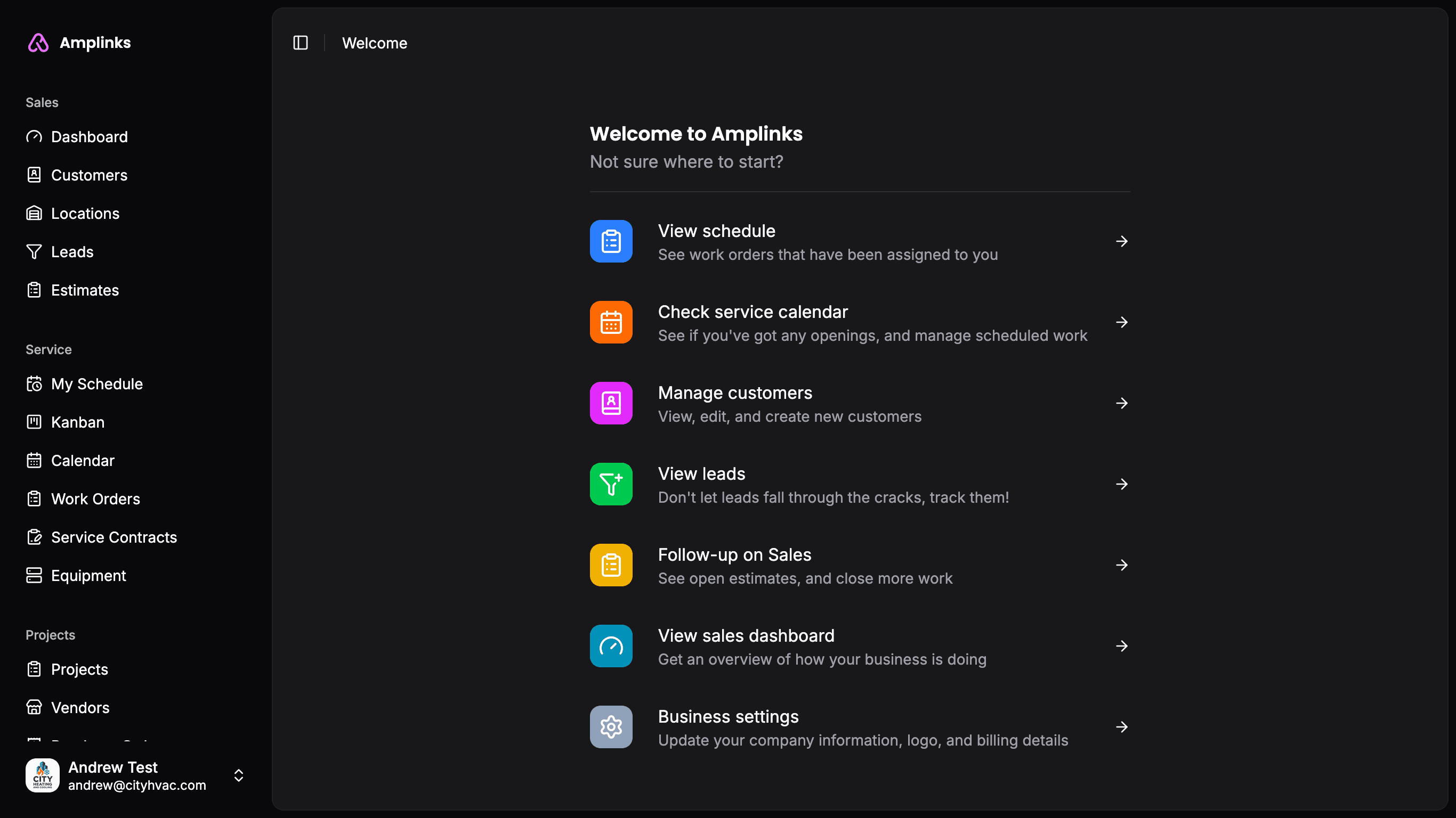 Screenshot of Amplinks dashboard