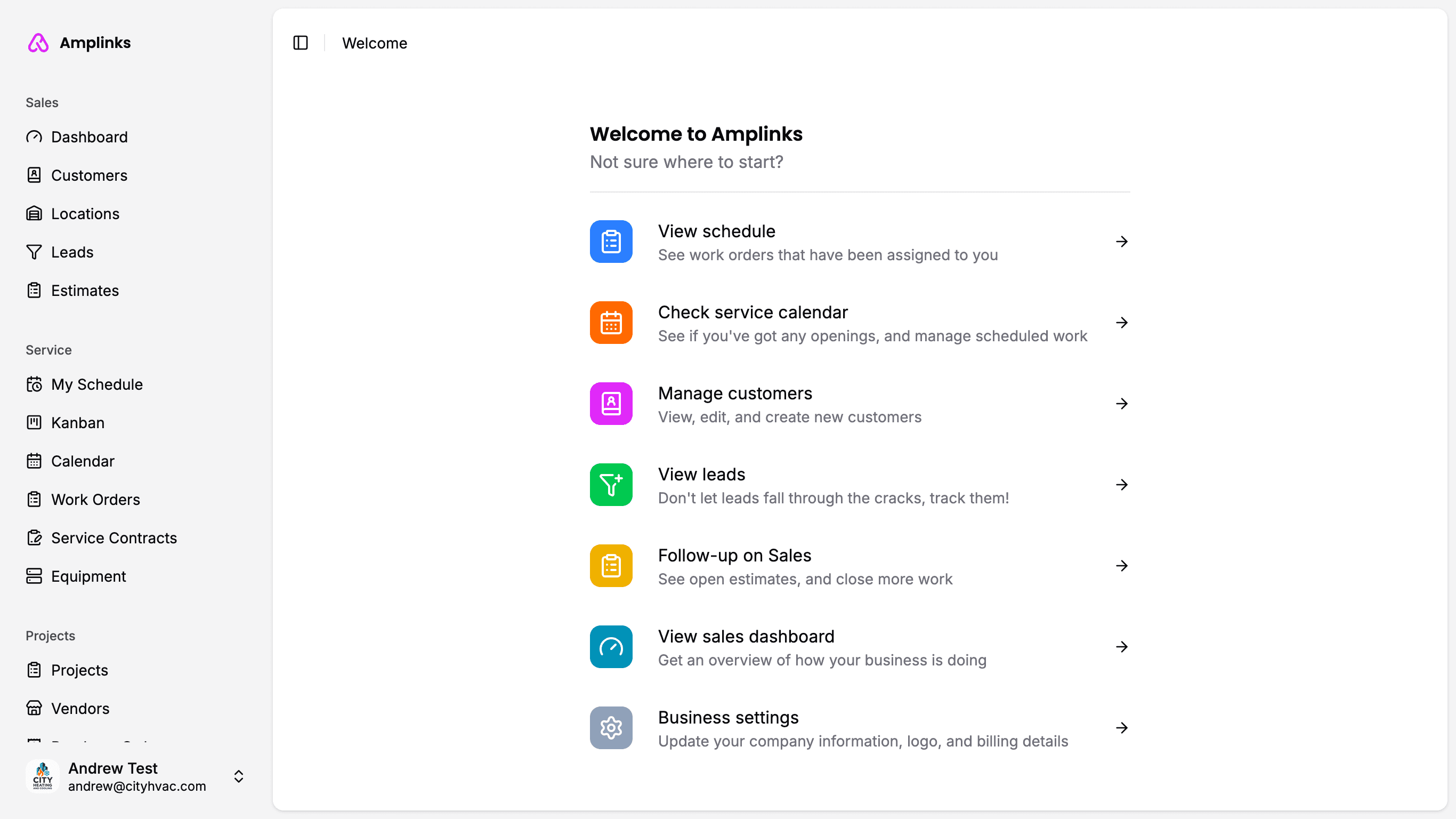 Screenshot of Amplinks dashboard